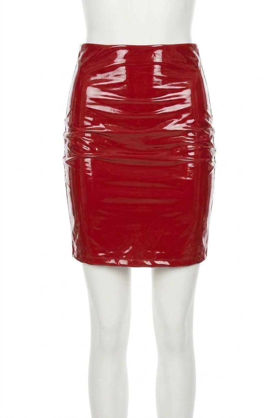 NEW COMMANDO faux patent leather mini skirt in lava